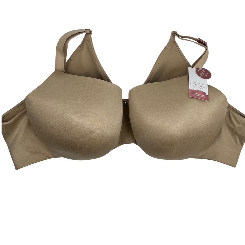 Cacique Modern Collection Invisible Backsmoother Balconette Bra Beige 50C NWT